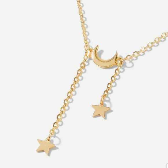 *Oline* Stars and Moon Gold Necklace - Picture 3 of 3